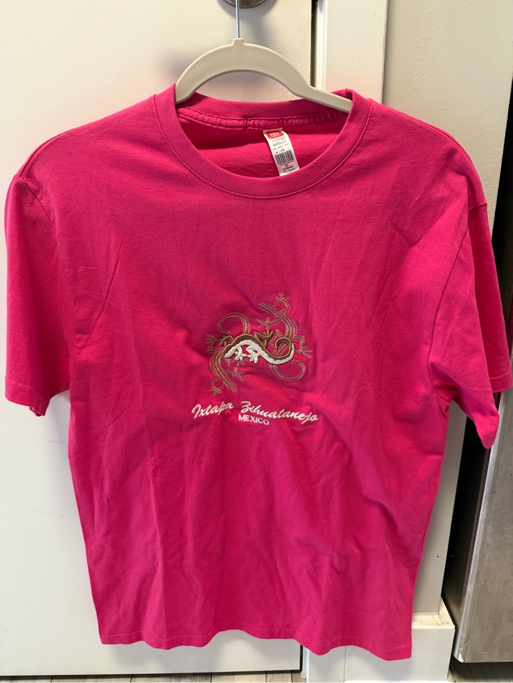 Pink Graphic Tee with Mexico Embroidery